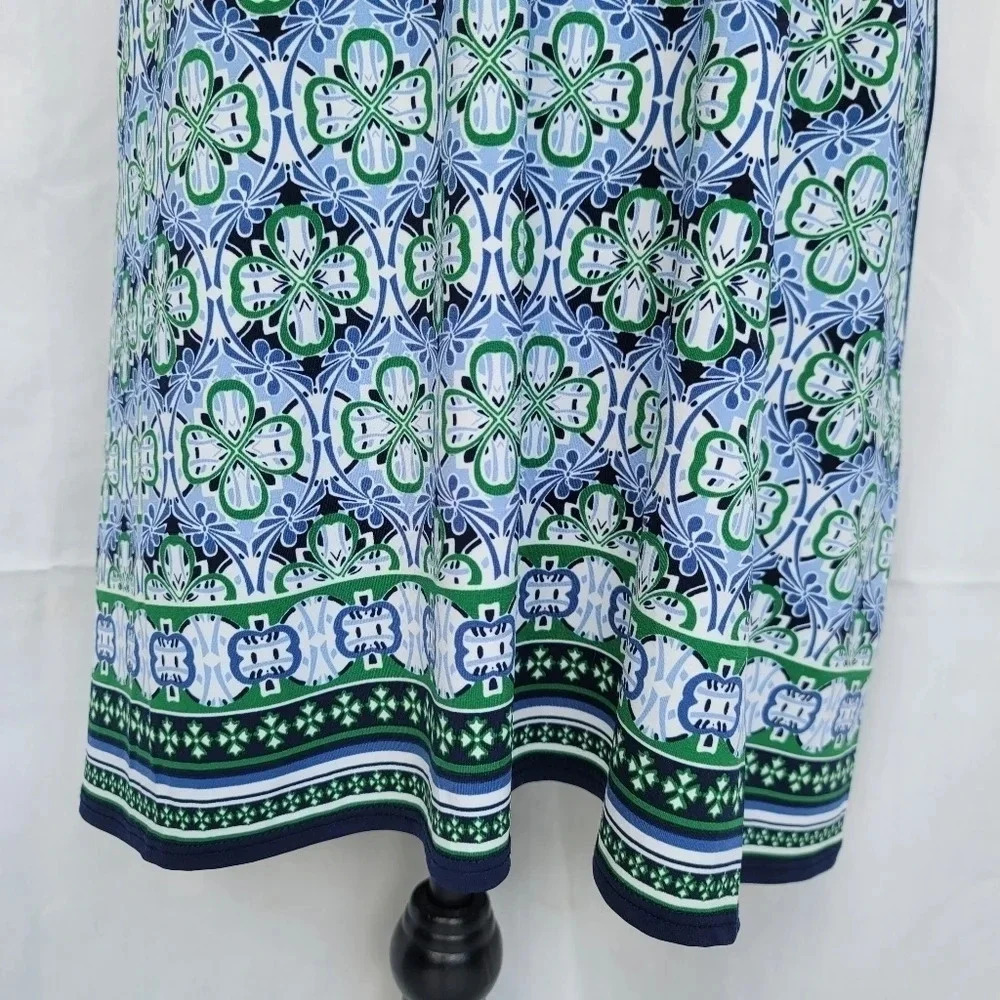NWT Max Studio Shift Dress Sleveless Stretch-Knit Polyester Navy Blue Green XS - Picture 8 of 10